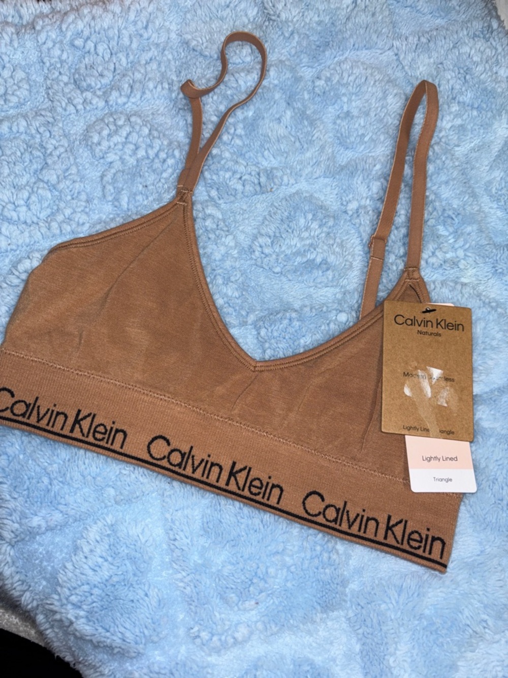 Calvin Klein Tan Lightly Lined Triangle Bralette